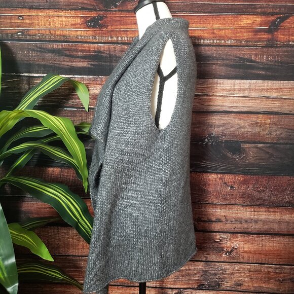 Eddie Bauer L Angora Rabbit Blend Draped Sweater Vest Gray Cable Knit - Picture 6 of 11